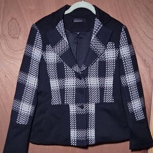 White House Black Market Black and White Checkered Blazer